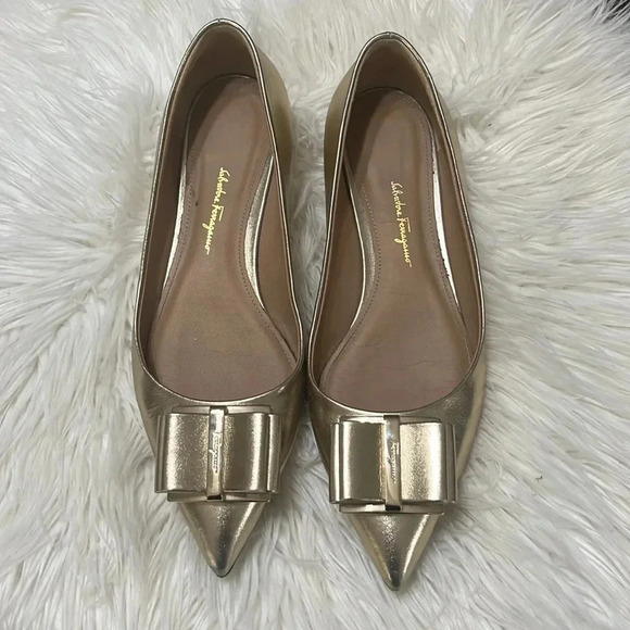 Salvatore Ferragamo - Zeri Golden pointed ballets - Picture 2 of 16